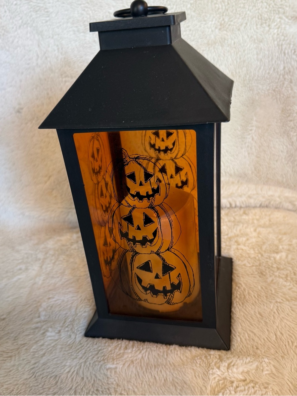 Halloween Pumpkin Lantern - Black Frame with Orange Panels